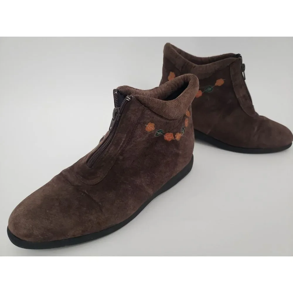 Beacon Reflections Leaf Embroidered Leather‎ Boots Women's US 8 (M) Fall Leaves